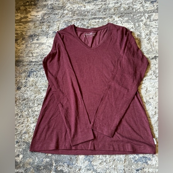 Eddie Bauer Women's Favorite Long-Sleeve V-Neck Long Sleeve M Dusty Red Shirt - Picture 3 of 6